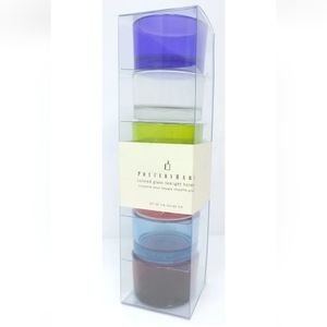 2 SETS- NEW Pottery Barn Colored Glass Tealight Holders Set of 6 Unopened Box